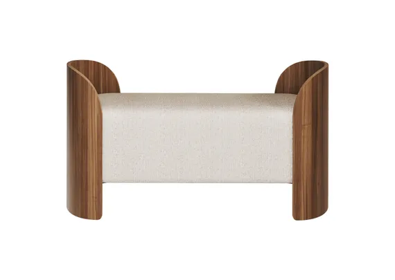 Банкетка Lagom 2 120 см (молочный рогожка, орех)