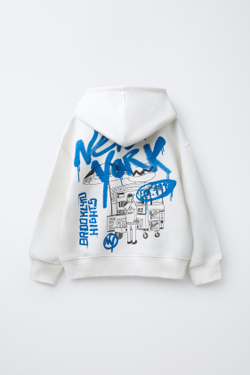 ZARA ХУДИ С ПРИНТОМ, ЭКРЮ