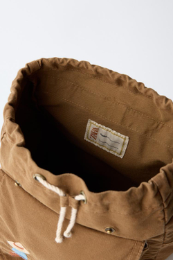 ZARA РЮКЗАК С ВЫШИВКОЙ, КОРИЧНЕВЫЙ