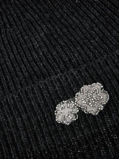 Marc Cain Шапка из шерсти с аппликацией из бисера