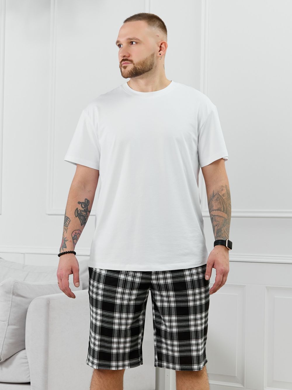 Шорты мужские Тор-2.1 Виотекс КЛЕТКА ЧЕРНАЯ