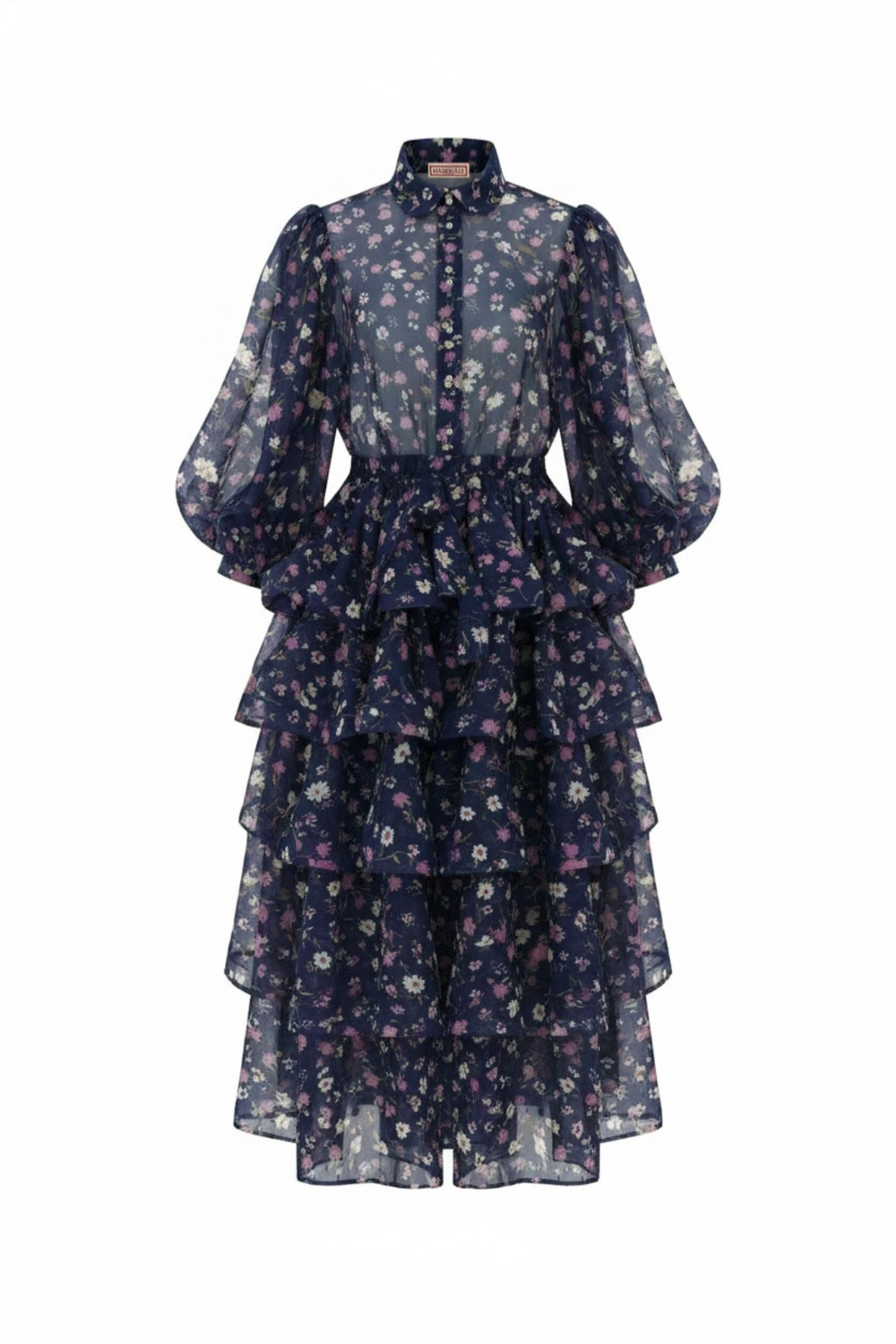 Платье миди с авторским принтом на регилине