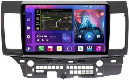 Магнитола для Mitsubishi Lancer X 2007-2016 - FarCar BM037M монитор 10.36" QLED на Android 14, TS10, 4+32Гб, CarPlay, 4G SIM-слот