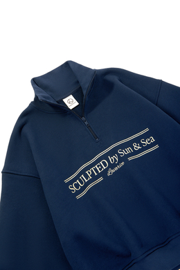 Свитшот на короткой молнии с принтом Тёмно-синий