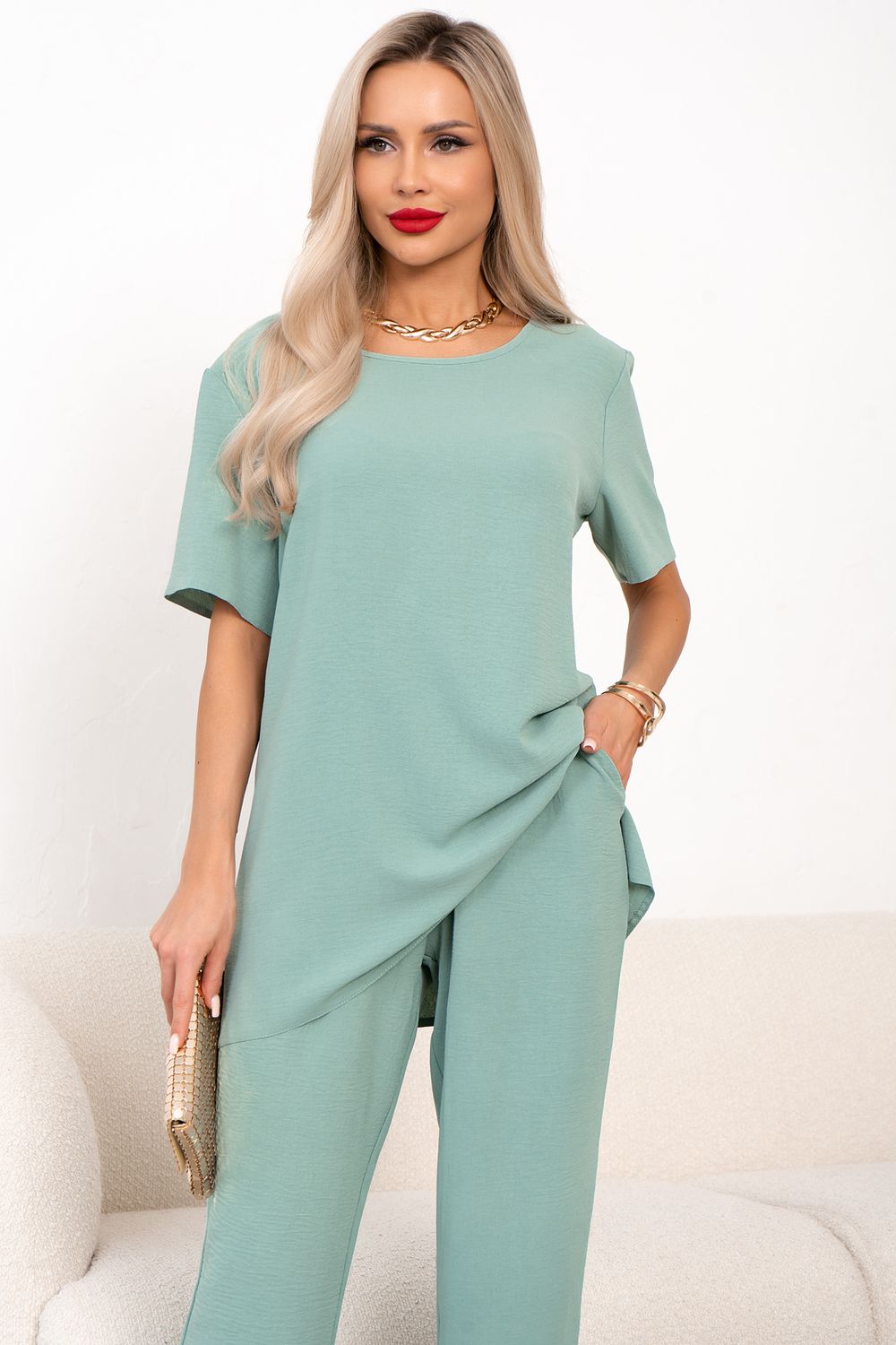 Костюм брючный (мята) К11-90/3 Nikol