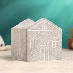 Фигурное кашпо для цветов «Дом», 8×8×8 см, керамика, серое