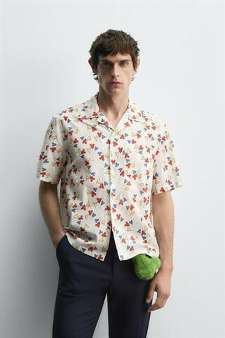 ZARA HARRY LAMBERT X DISNEY РУБАШКА С ШАРАМИ MICKEY MOUSE, БЕЛЫЙ