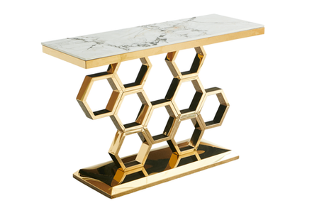 Стол-консоль Ist Casa Фьюжн, 120х40х78 см, жемчужный белый, золотой