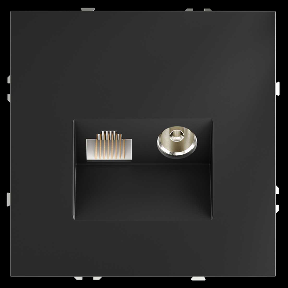 Розетка телевизионная встраиваемая S70 TV+RJ45 кат. 6, (графит) Voltum VLS060707