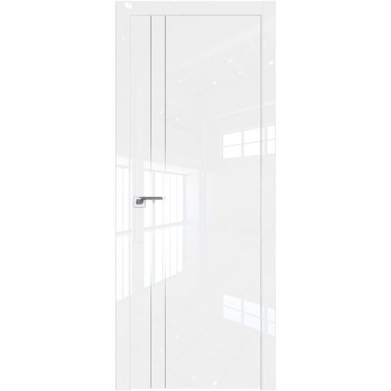 Межкомнатная дверь глянцевая Profil Doors 42LK белый люкс с алюминиевым молдингом