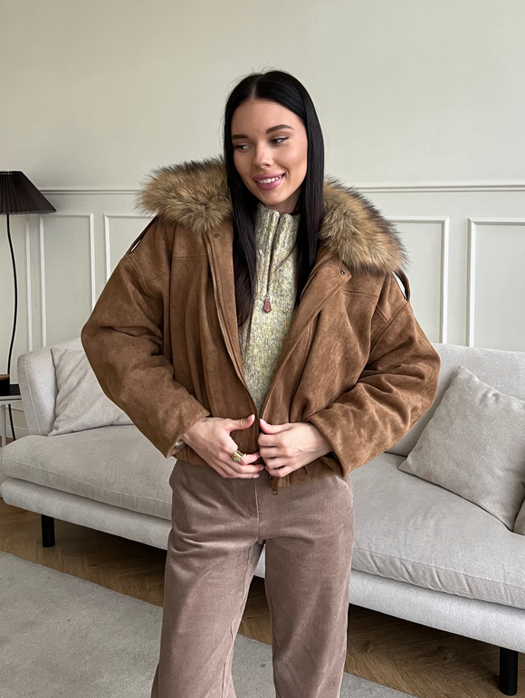 Парка замшевая карамель