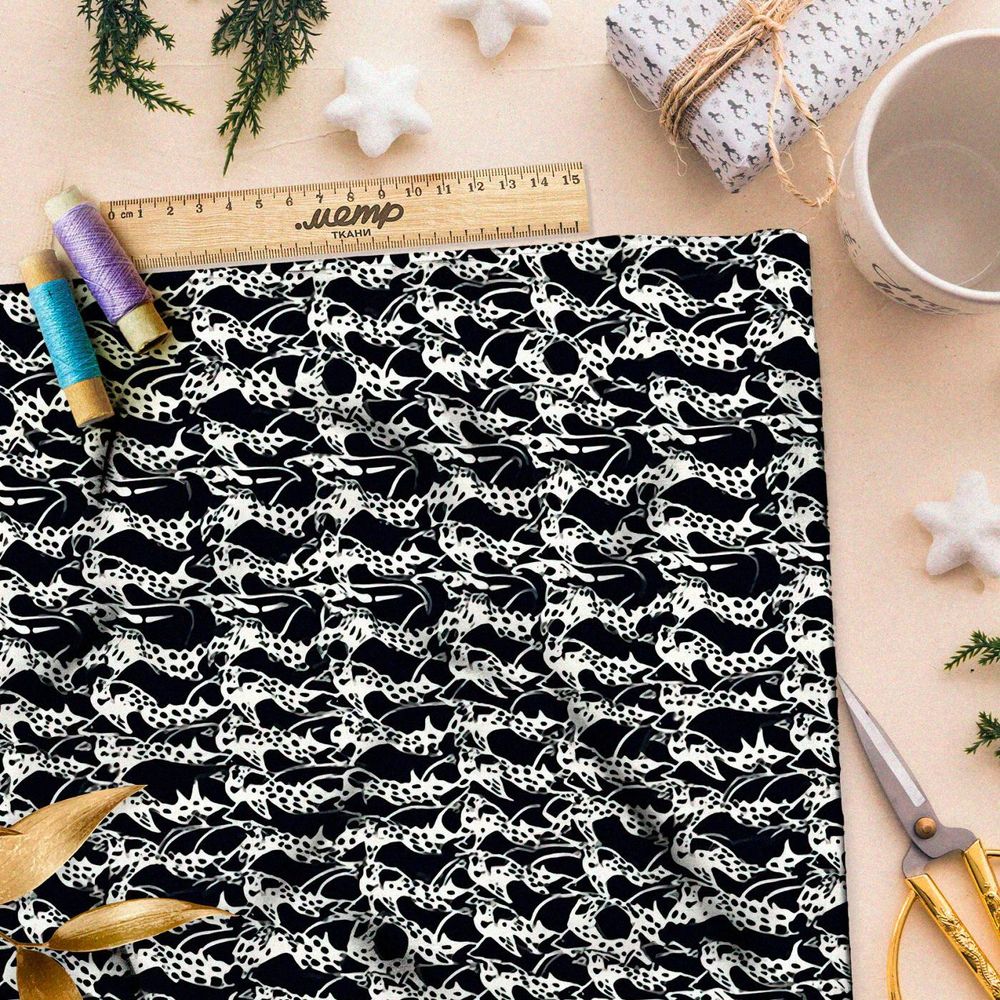 Ткань премиум Оксфорд 600D черно-белая мелодрама