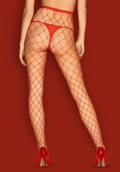 Эффектные колготки в крупную сеточку (Размер: S-M-L) (Цвет: красный)