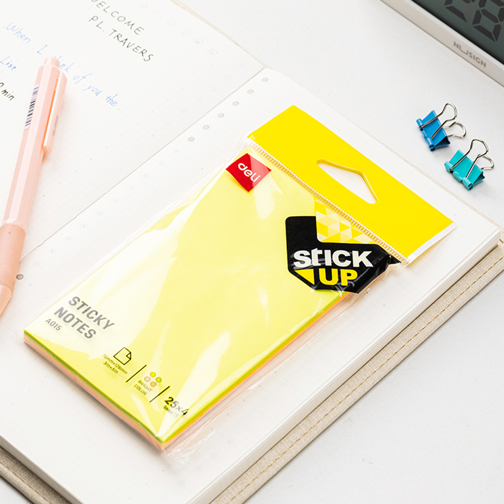 Клейкие листки DELI "Stick Up", 76х126 мм, 4 пастельных цвета, 100 листов