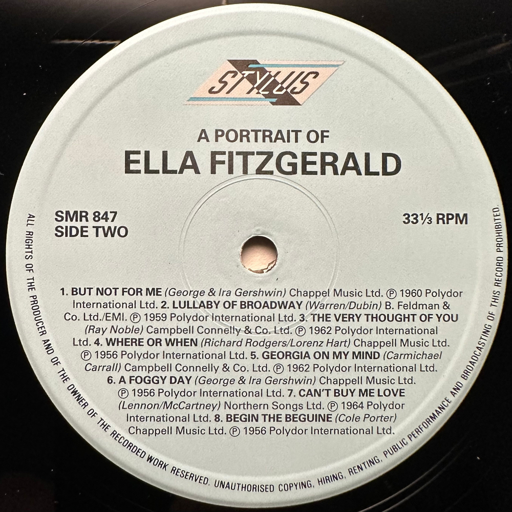 Ella Fitzgerald - A Portrait Of Ella Fitzgerald (Англия 1988г.)