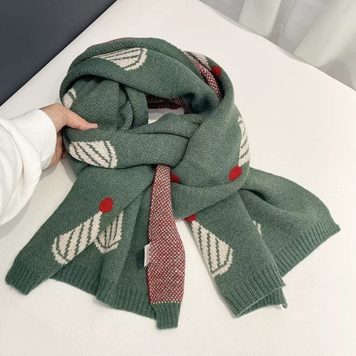 Шарф с принтом теплый, зеленый
