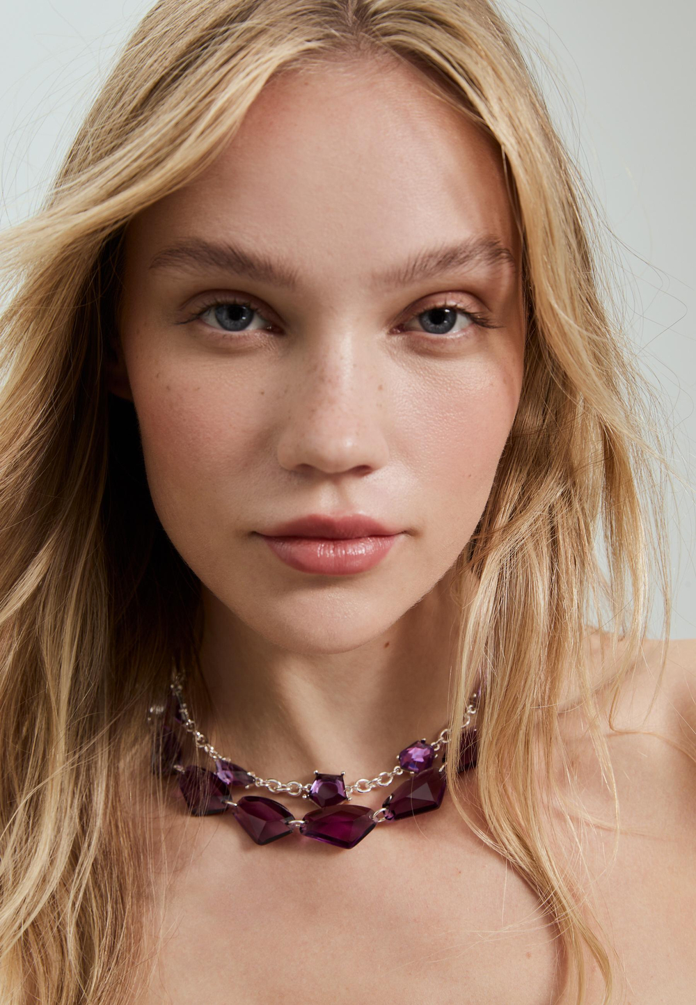 STRADIVARIUS Набор из 2 ожерелий с камнями, серый