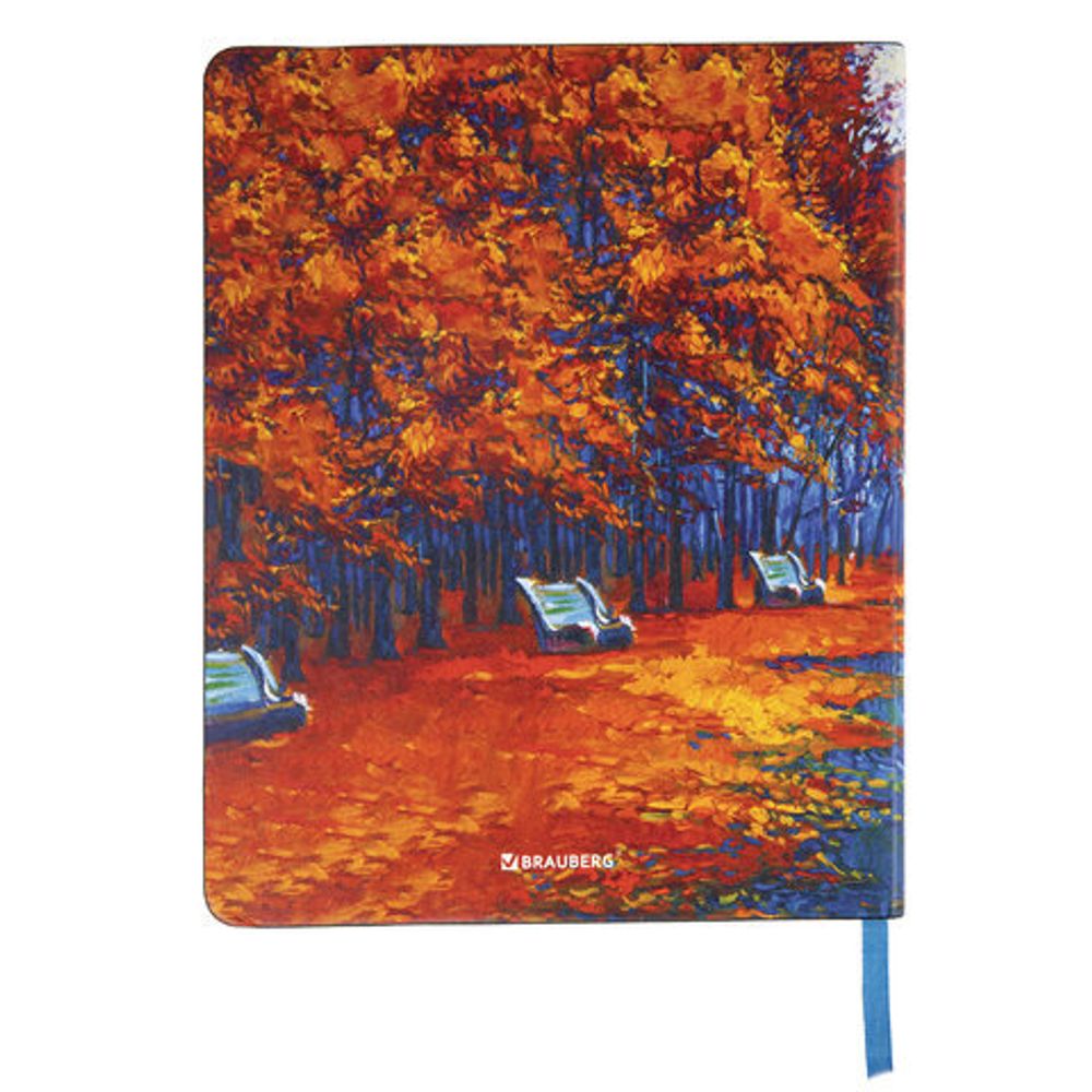Тетрадь А5 (168х208 мм), 80 л., сшивка, клетка, под кожу, BRAUBERG VISTA, "Autumn", 403927