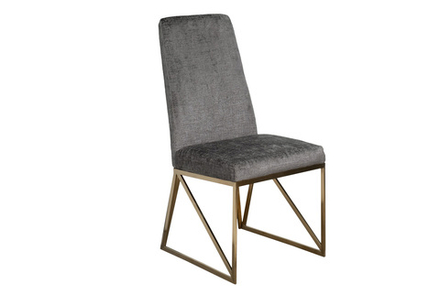 Стул Garda Decor велюр шенилл серый, браш.золото 49*65*99 см