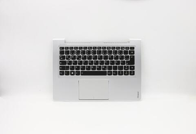 Верхняя панель с клавиатурой (топкейс) для ноутбука Lenovo 510S-13ISK раскладка - английская, с посветки, серая, без отпечатка пальца (5CB0L45449), оригинал