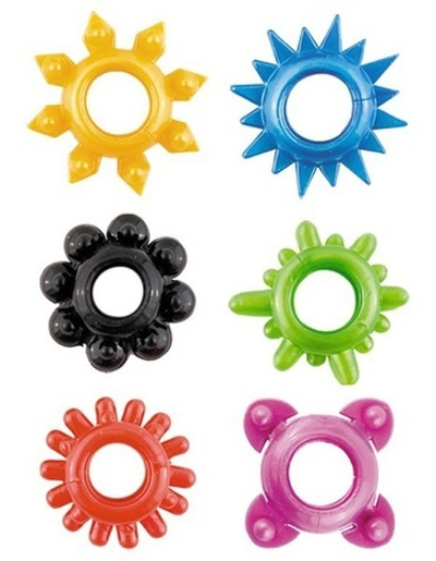Набор из 6 разноцветных эрекционных колец