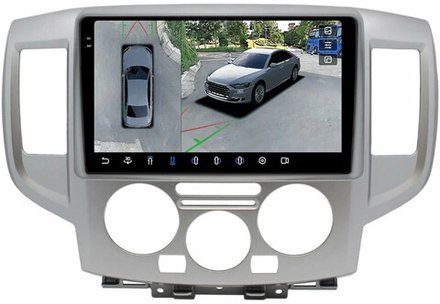 Магнитола для Nissan NV200 2009+ (рамка серебро) - FarCar BX9-360-9677 монитор 9.5" 2K QLED на Android 13, 6Гб+128Гб, CarPlay, 4G SIM-слот, 4 камеры в комплекте
