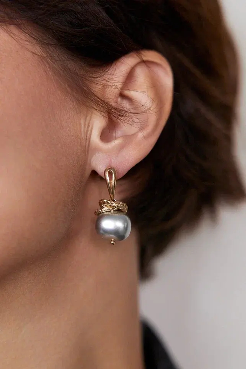 HMG 1131 Sg Майорка Серьги mix серый жемчуг в золоте арт.0720