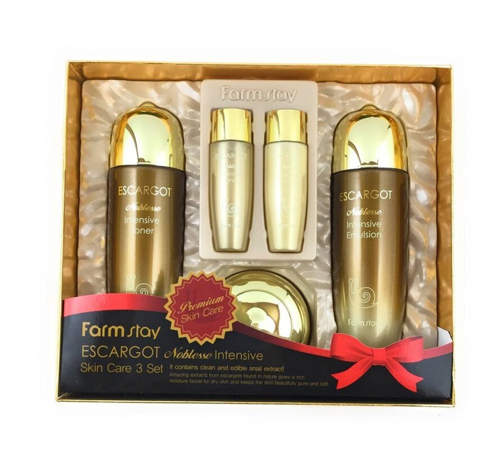 Farm Stay Escargot Noblesse Intensive Skin Care 3 Set антивозрастной набор по уходу за кожей лица на экстракте королевской улитки