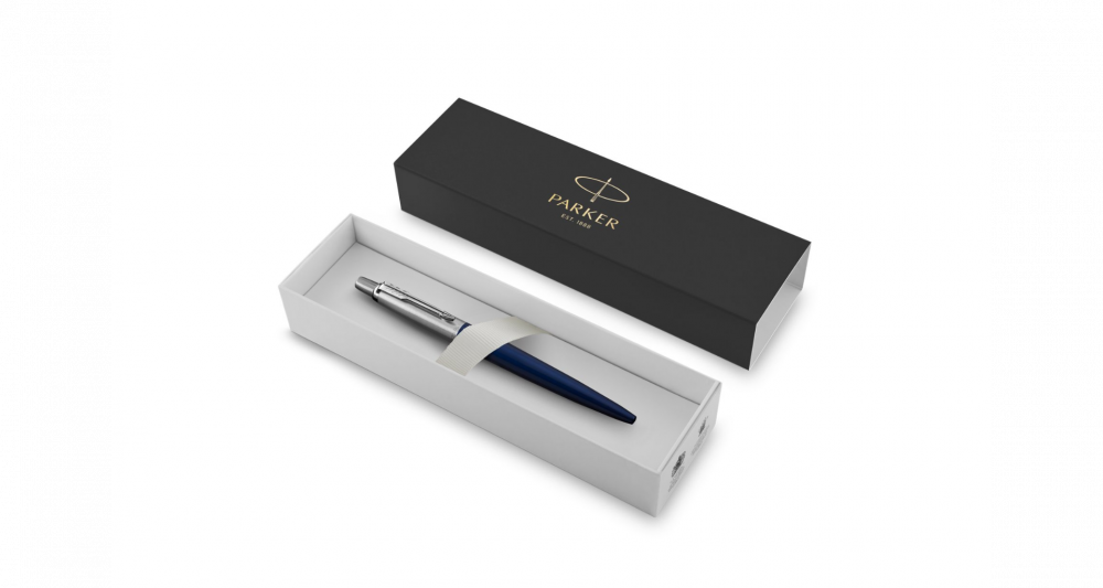 Шариковая ручка Parker Jotter Essential, Royal Blue CT, стержень: M, цвет чернил : blue или black