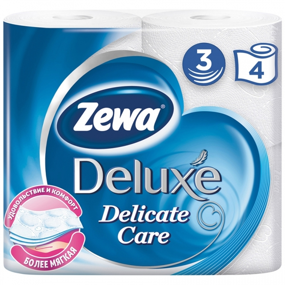 Туалетная бумага 8 рулонов 3-х слойная Zewa Deluxe Delicate Care