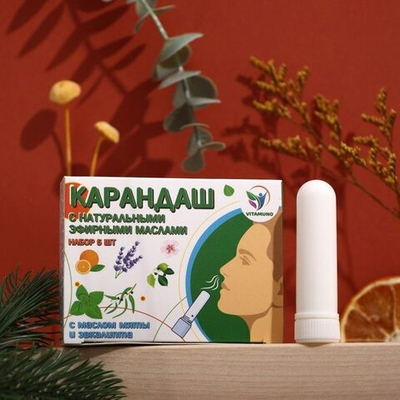 Карандаш-ингалятор от простуды с мятой и эвкалиптом - 5 шт. (Цвет: не задано)