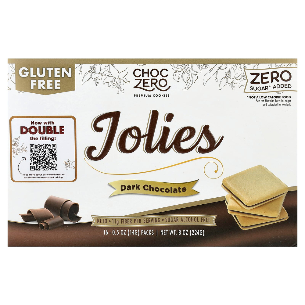 ChocZero, премиальное печенье, Joly, темный шоколад, 16 упаковок по 14 г (0,5 унции)