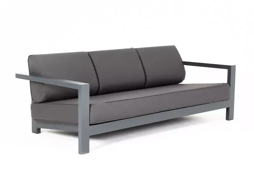 "Гранада" диван 3-местный, каркас алюминий темно-серый (RAL7024) шагрень, ткань темно-серая 027