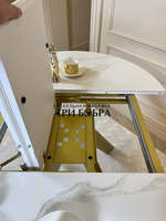 Круглый стол "Бонжур", керамогранит, белый мрамор