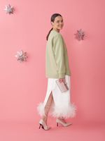 ЮБКА САТИНОВАЯ С ПЕРЬЯМИ WHITE