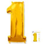 Шар (40"/102 см) Цифра "1" Золото в упаковке / One