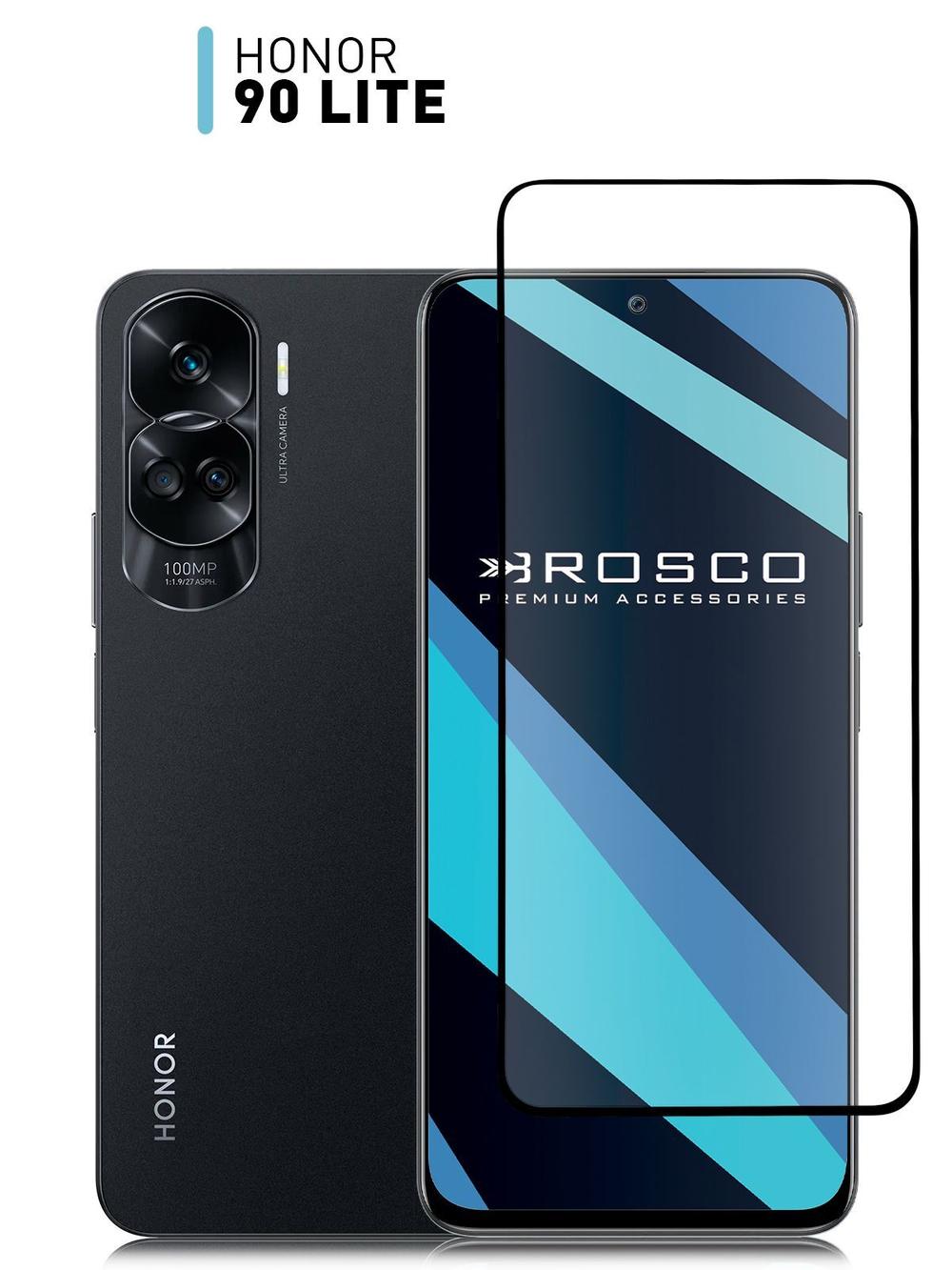 Защитное стекло ROSCO для Honor 90 Lite (арт.HW-H90L-FSP-GLASS-BLACK )