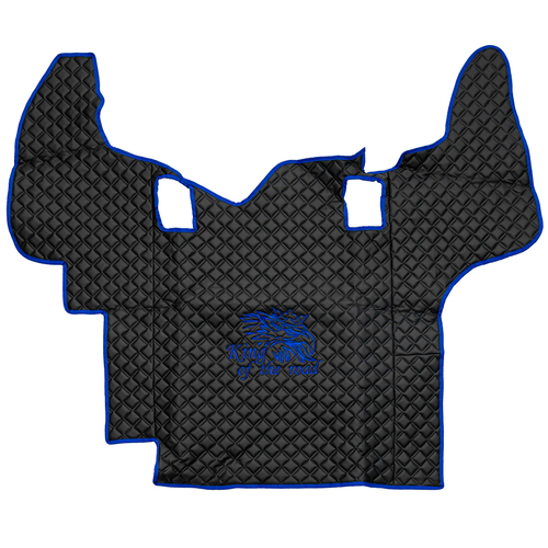 Ковры SCANIA 5 серии Р (автомат) (экокожа, черный, синий кант, синяя вышивка)