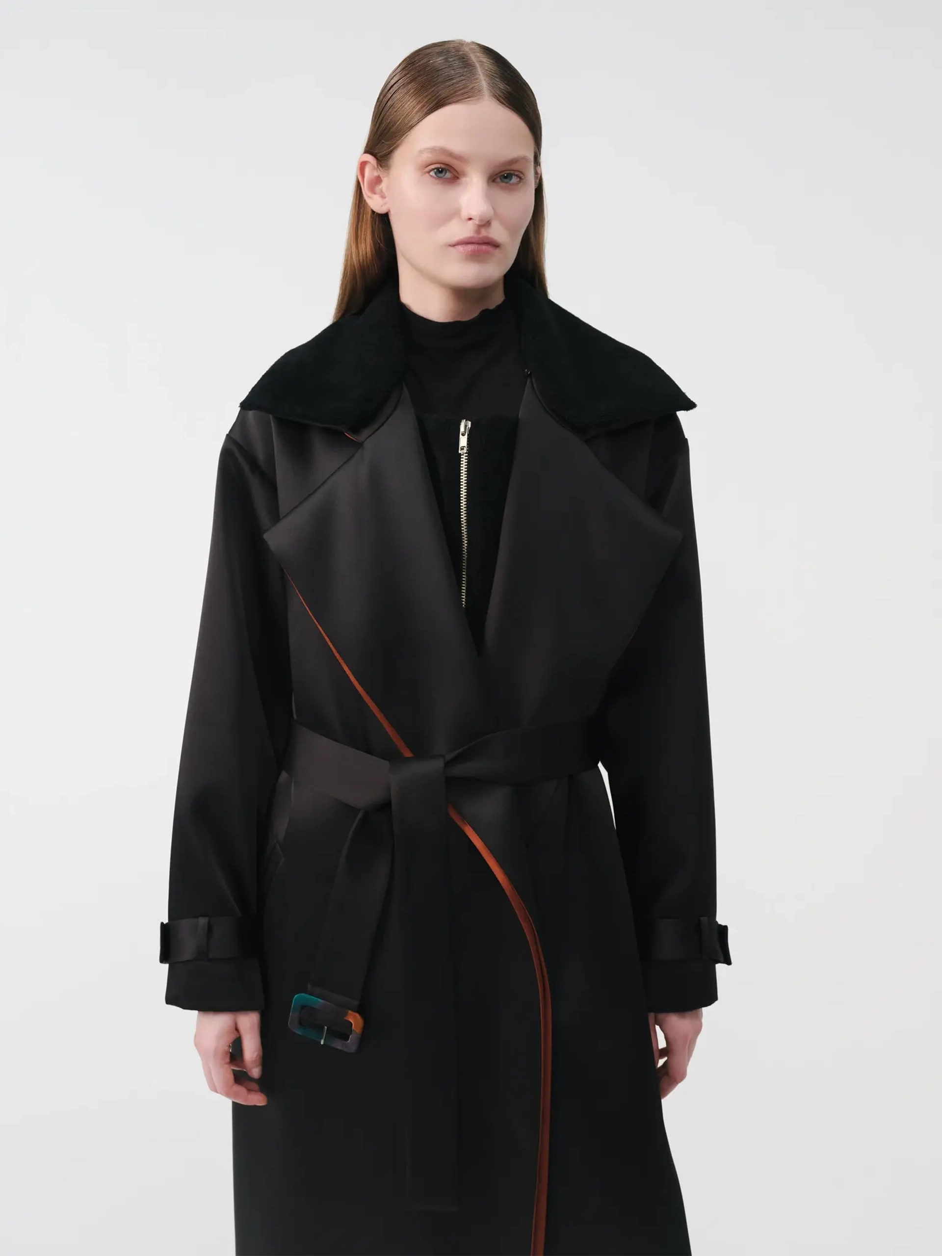 Тренч черный OLA OLA