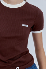 Футболка из хлопковой рибаны с контрастной отделкой