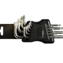 Набор ключей TORX Г-образных 9пр. (Т10Н, Т15Н, Т20Н, Т25Н,Т27Н, Т30Н, Т40Т, Т45Н,Т50Н с отверстием)в пластиковом держателе PATRON P-5098T