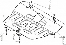 Защита картера Двигателя, КПП. 2 мм, Сталь. для Jetour X90 Plus 2023-н.в. MOTODOR.79011