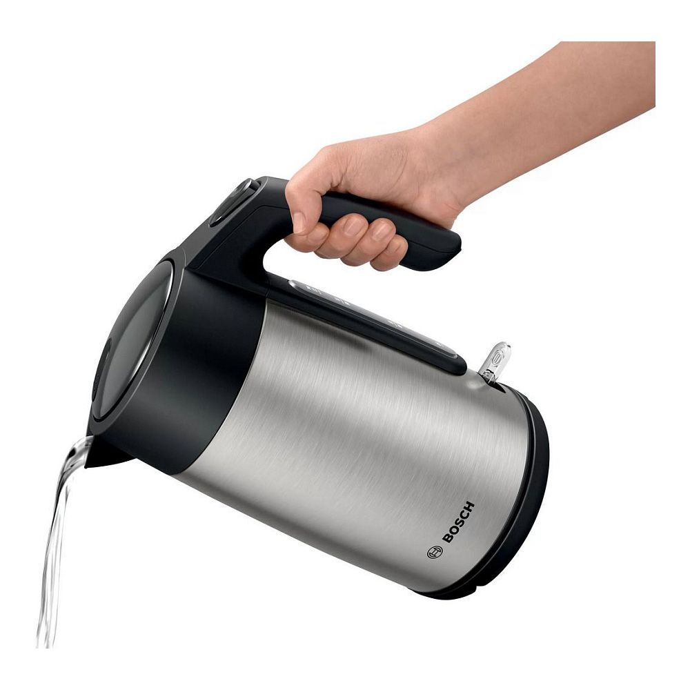 Чайник электрический BOSCH TWK7L460, 2400 Вт, 1.7 л, металл, фильтр от накипи, автоотключение, стальной/черный