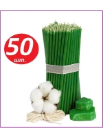 Восковые свечи зеленые 50 шт. 18,5 см.