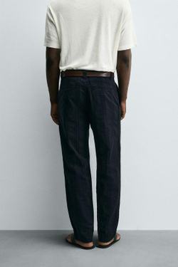 ZARA ЖАККАРДОВЫЕ БРЮКИ В ПОЛОСКУ, МОРСКОЙ СИНИЙ