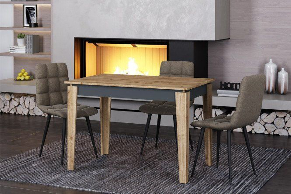 Стол кухонный обеденный раздвижной Сарбия/Серый, Аврора, 120х75х75,5 см АКВИЛОН