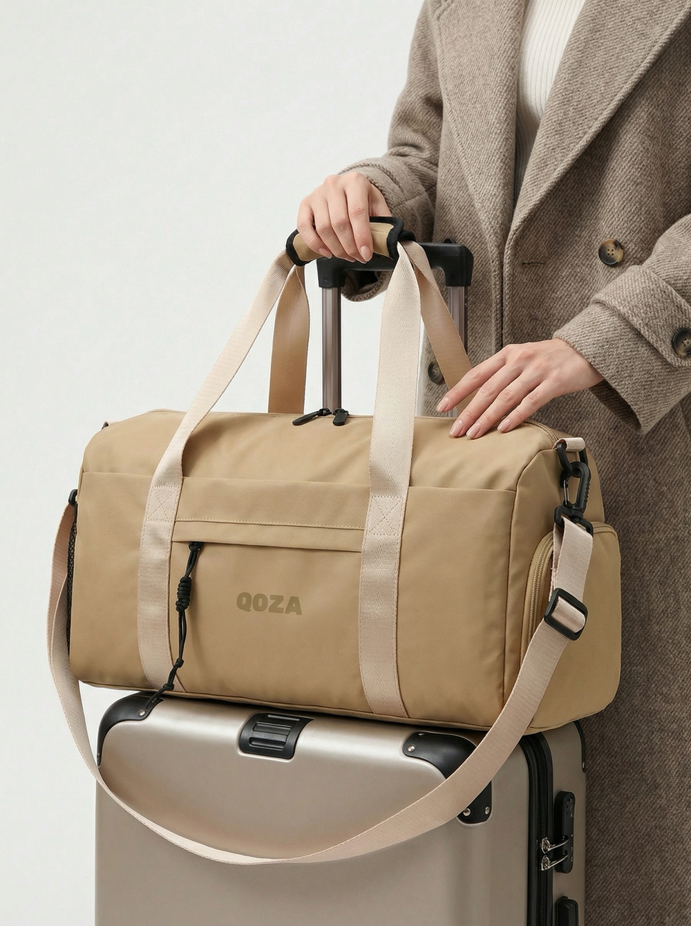 Сумка спортивная QOZA Limited Edition, бежевая, 21 л