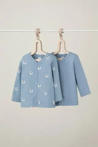 кофточка для новорожденных  К 300450-2уп/пыльно-синий,мини слоники