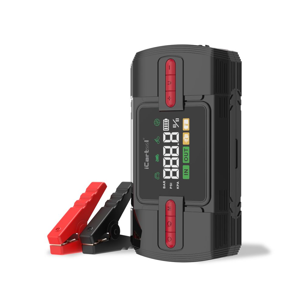 iCartool (IC-JSD12P) Пусковое устройство c компрессором 12В, 12 000 мАч, 600/1200А