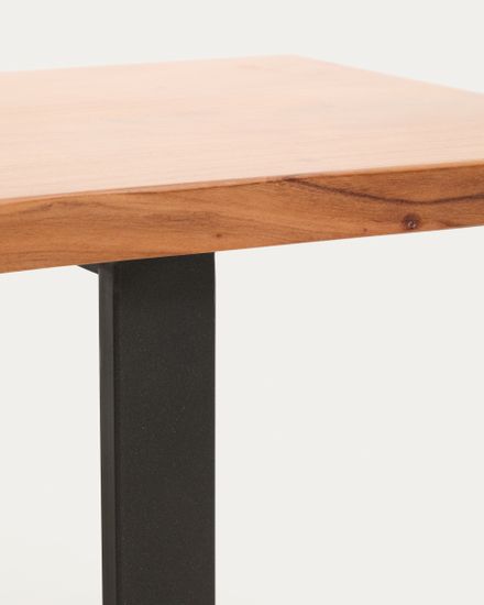 Скамейка Uxue из массива акации с черными стальными ножками, 180 x 45 см